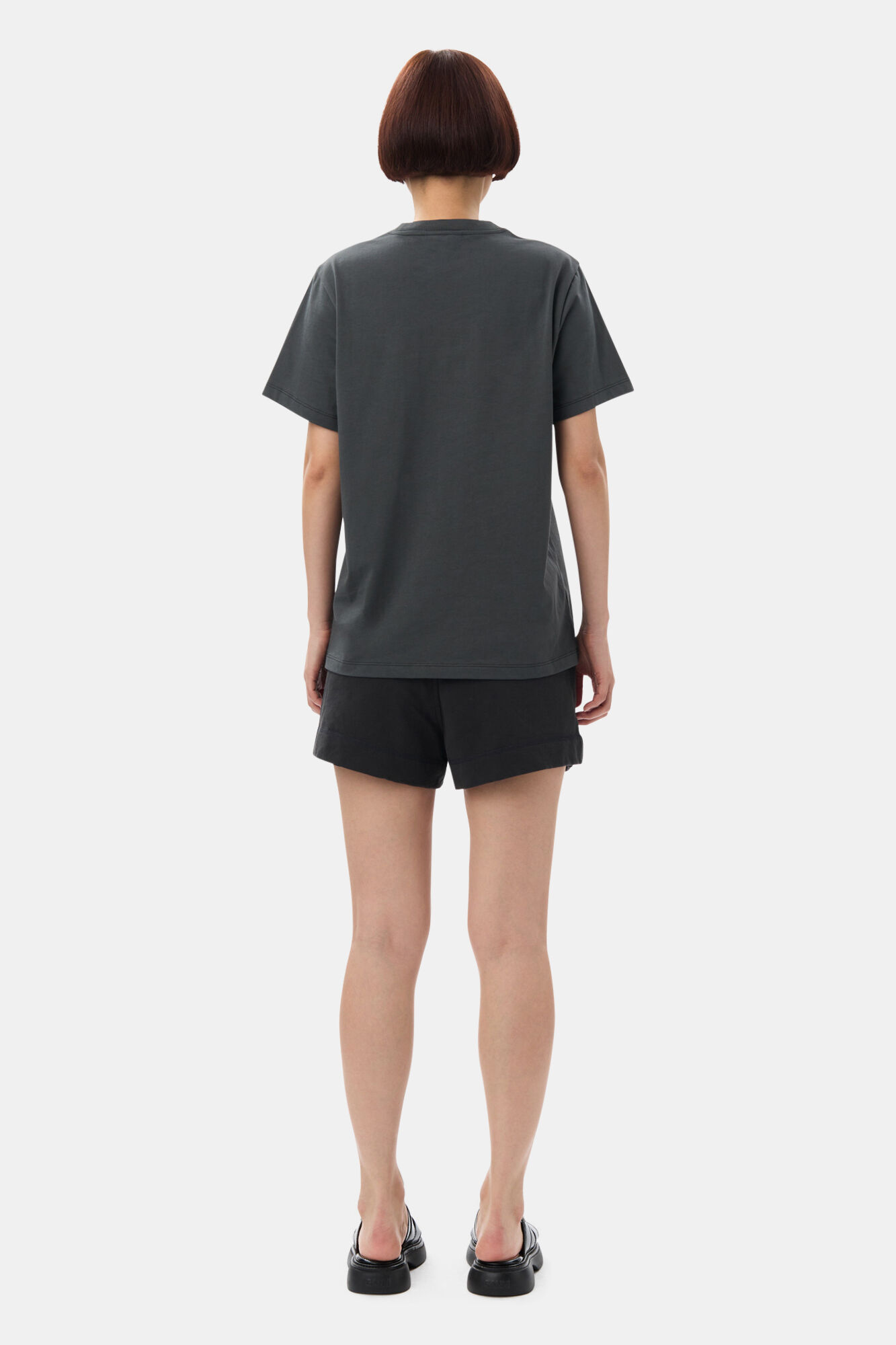 Relaxed Ganni T-shirt, Cotton, in colour Volcanic Ash - 4 - GANNI