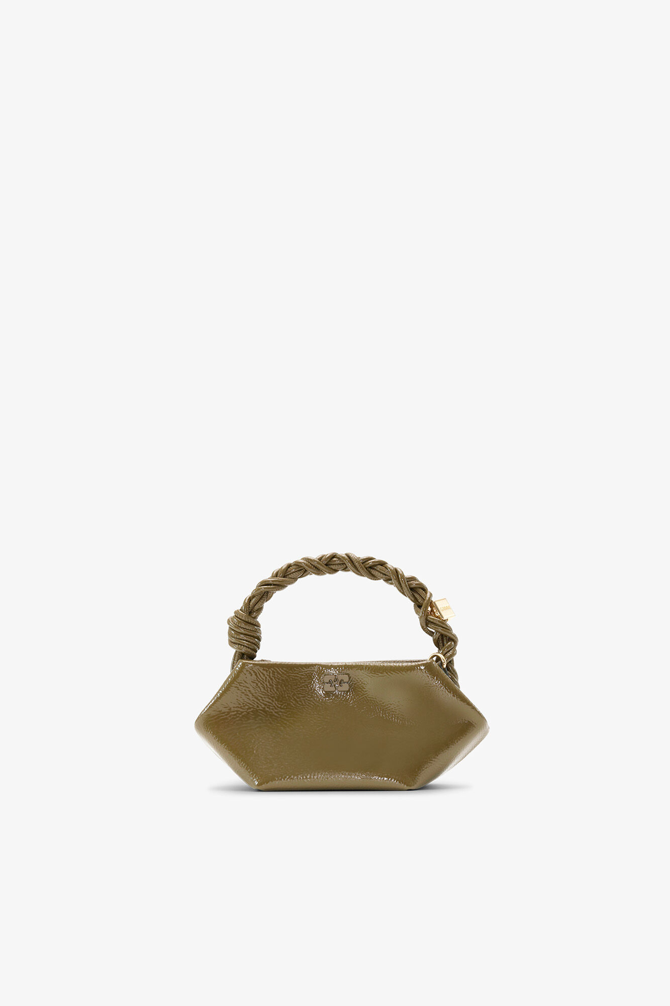 Olive Green Mini Bou Bag, Recycled Leather, in colour Military Olive - 1 - GANNI