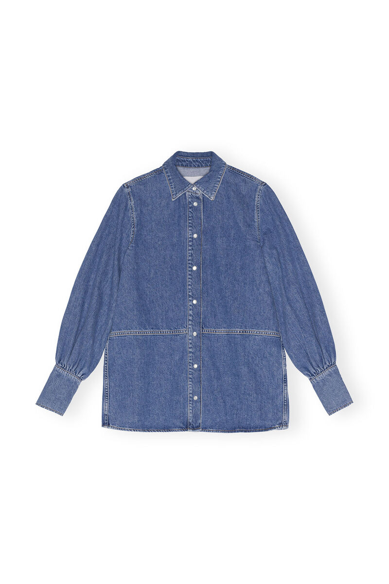 Future Denim Shirt, Organic Cotton, in colour Dark Blue Vintage - 1 - GANNI