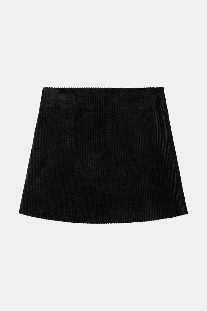 Black Corduroy Mini Skirt, Black