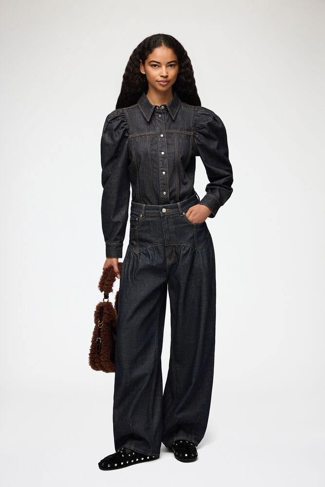 Corset Jeans in Textured Slub Denim
