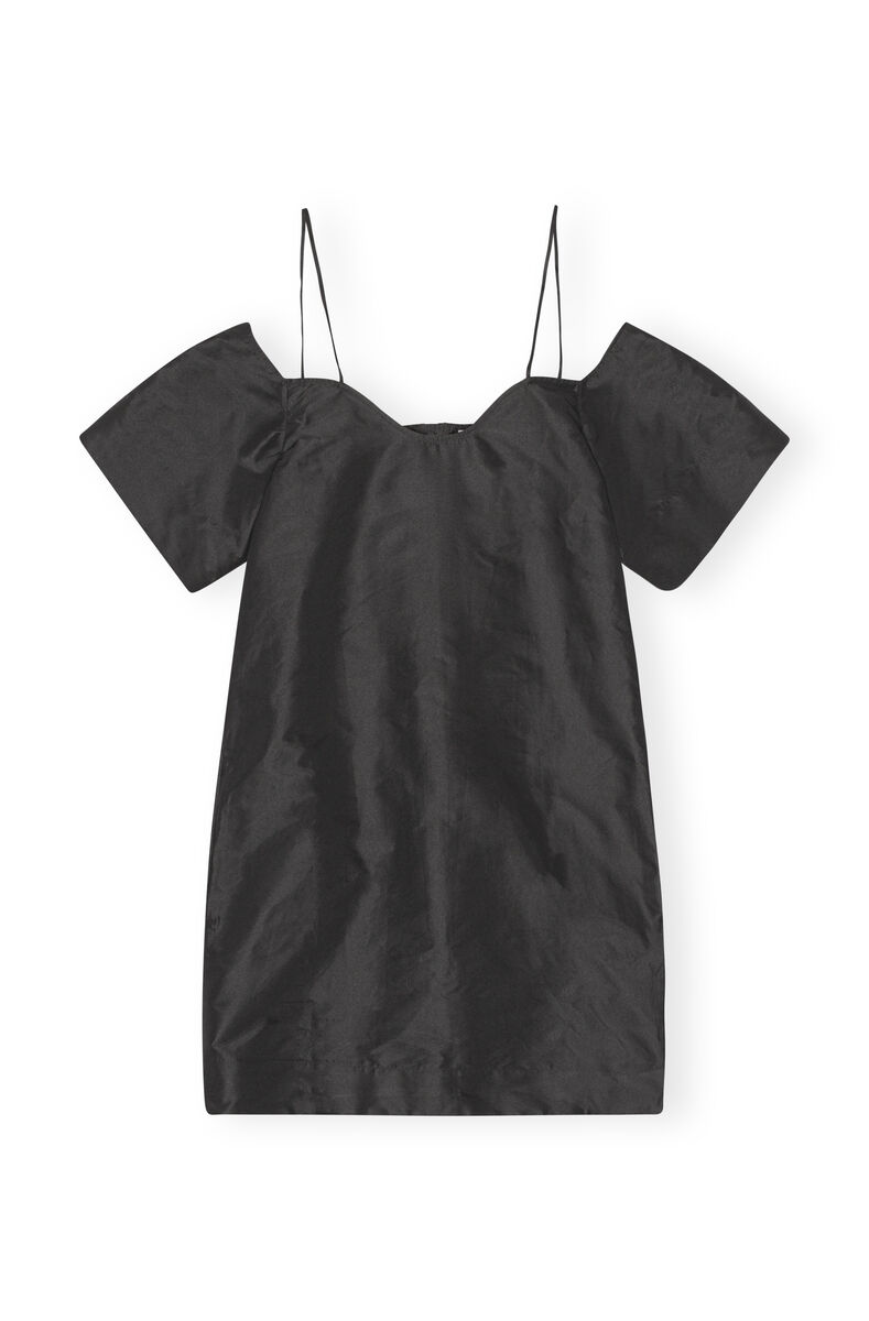 Taffeta Mini Dress, Recycled Polyester, in colour Black - 1 - GANNI