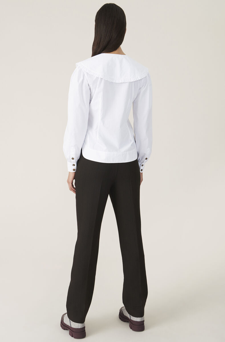 Cotton Poplin Shirt, Cotton, in colour Bright White - 3 - GANNI