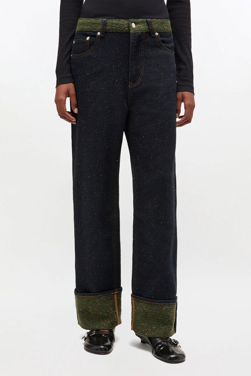 Twill Denim Baggy Jeans, Organic Cotton, in colour Phantom - 2 - GANNI