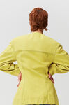 Overdyed Bleach Denim Overdyed Bleach Fitted Blazer, Cotton, in colour Blazing Yellow - 2 - GANNI