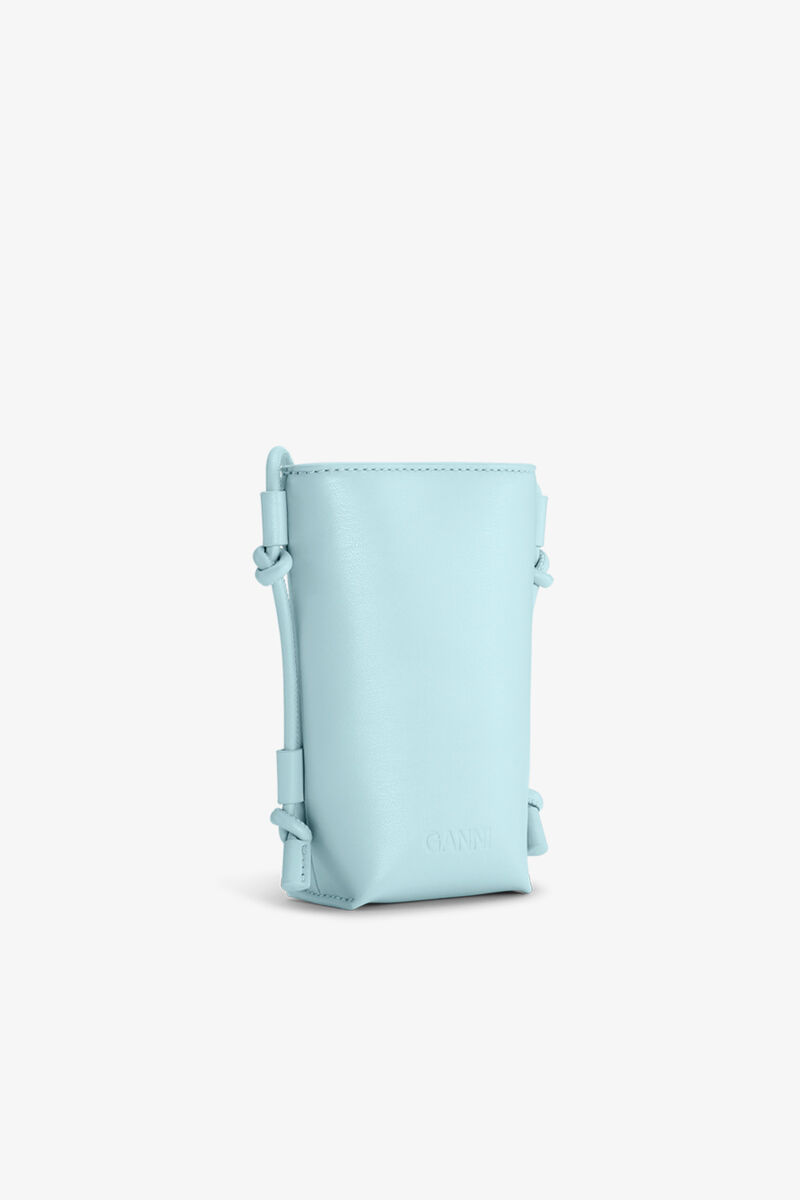 Light Blue Recycled Leather Crossbody, Polyester, in colour Icy Blue - 2 - GANNI