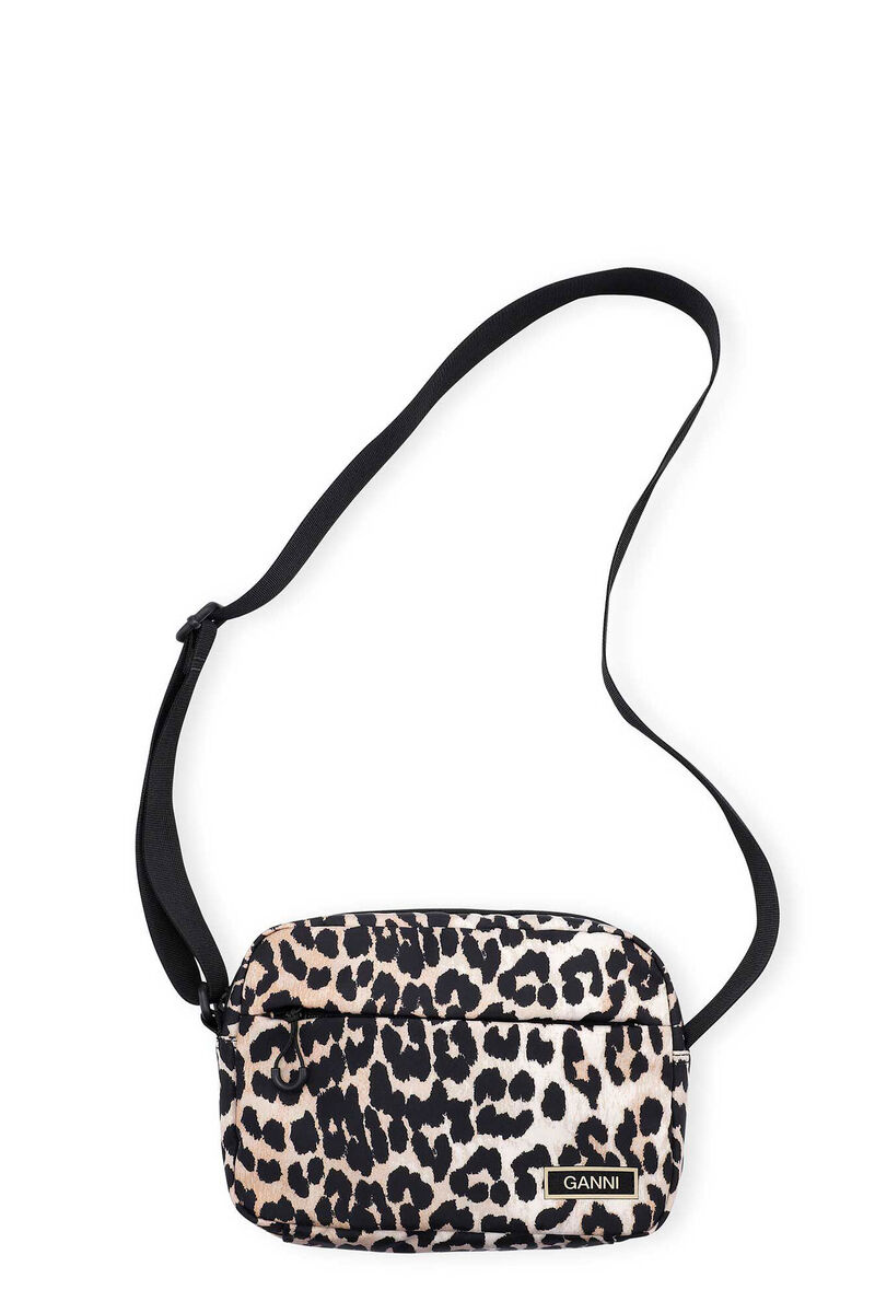 Recycled Tech Festival Bag, Polyester, in colour Leopard - 1 - GANNI