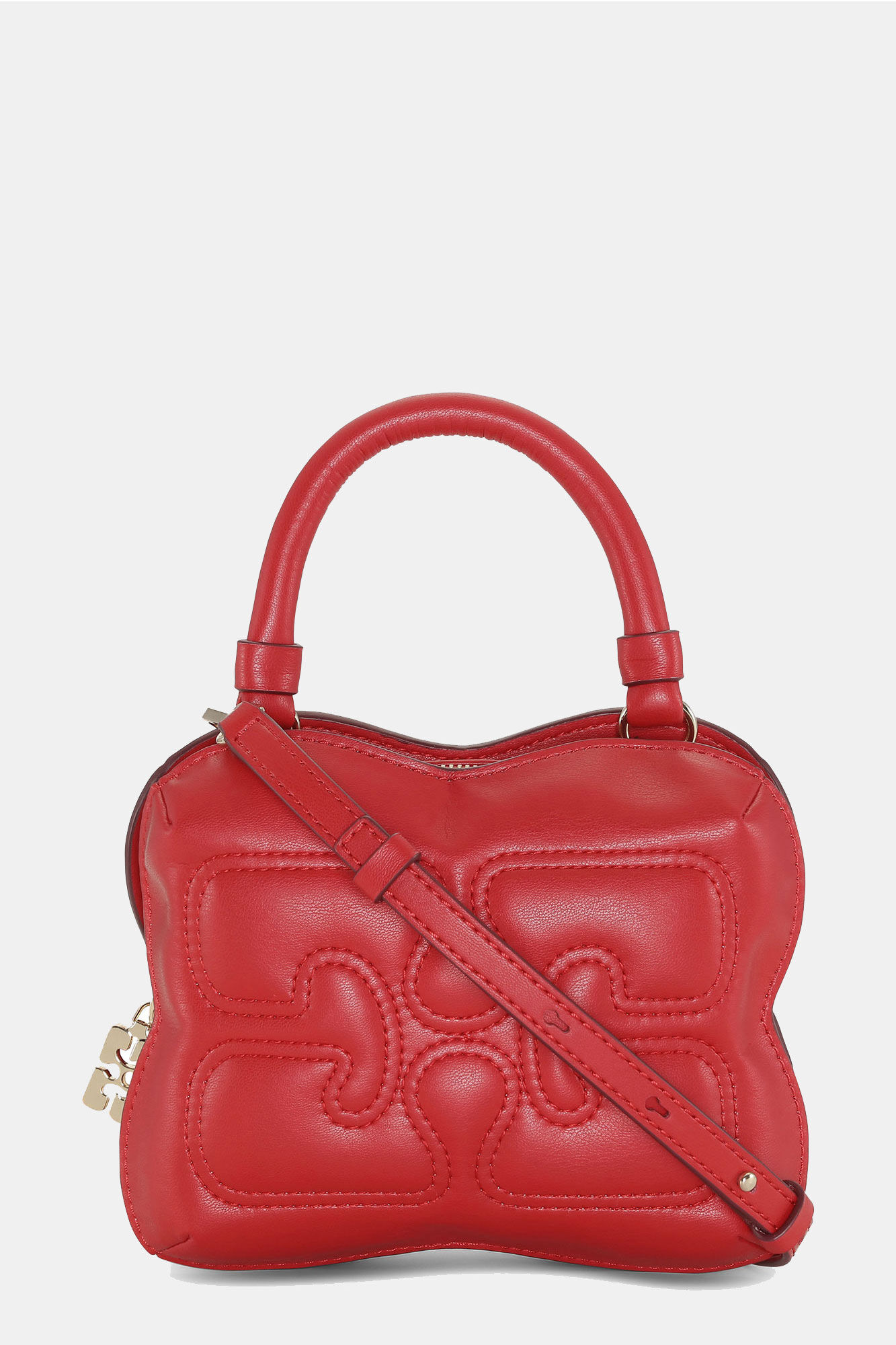 Red Small Butterfly Crossbody Bag, Polyester, in colour Fiery Red - 3 - GANNI