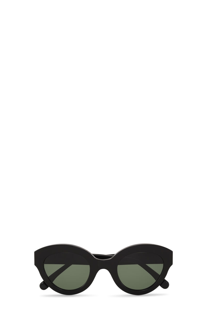 Black Chunky Round Sunglasses, Biodegradable Acetate, in colour Black - 1 - GANNI