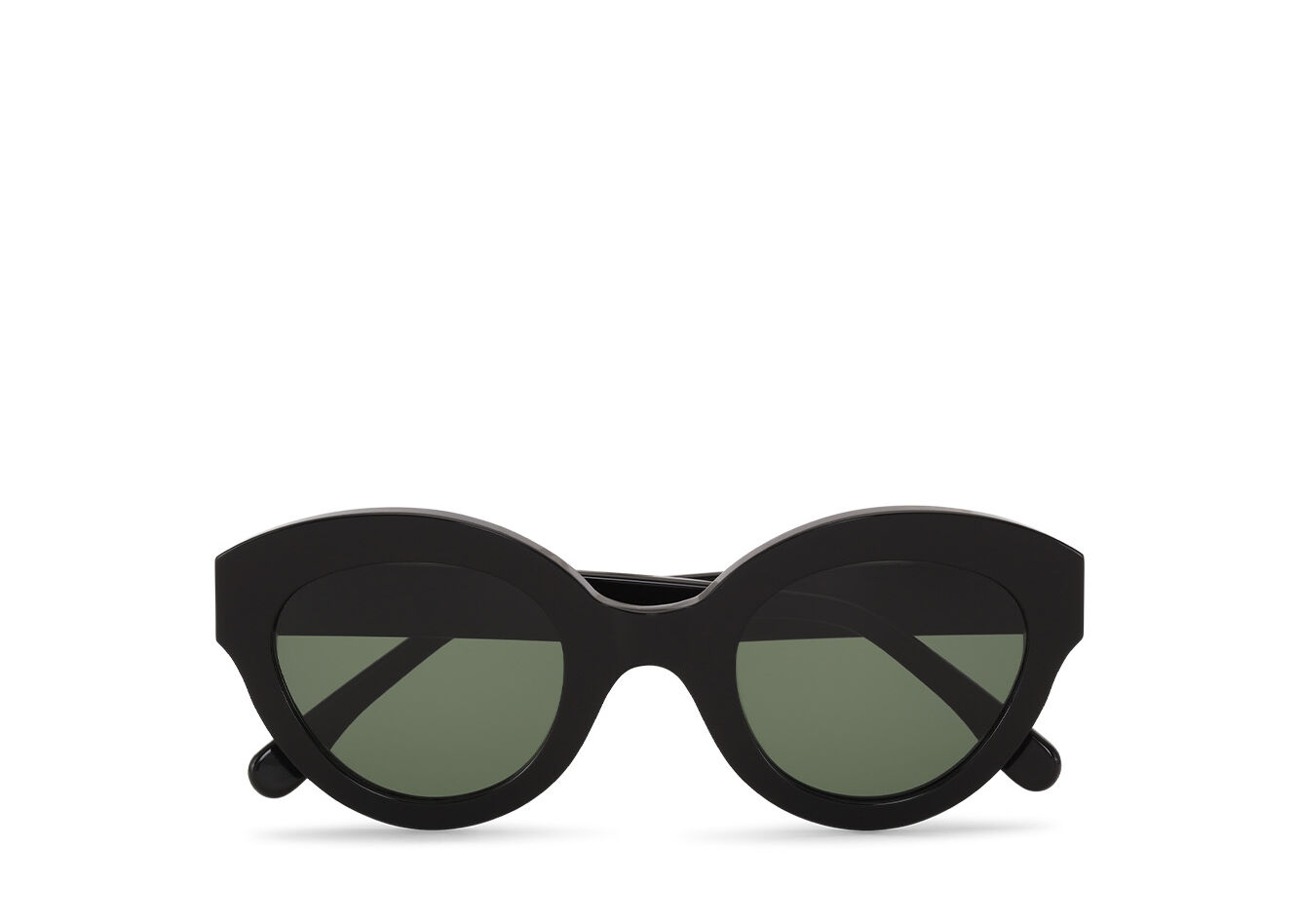 Black Chunky Round Sunglasses, Acetate, in colour Black - 1 - GANNI