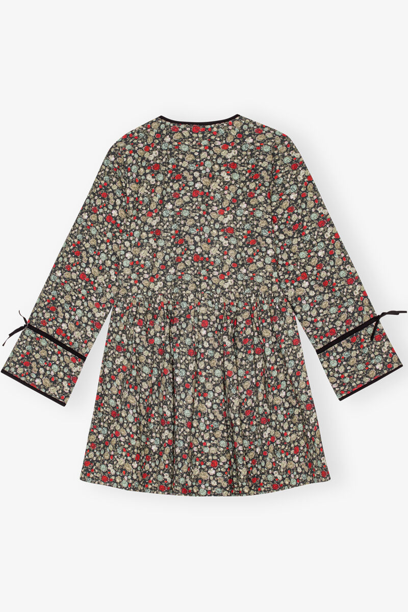 Floral Printed Wrap Dress, Cotton, in colour Black Sand - 2 - GANNI