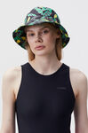 Bucket Hat, Recycled Polyester, in colour Banana Tree Black - 2 - GANNI