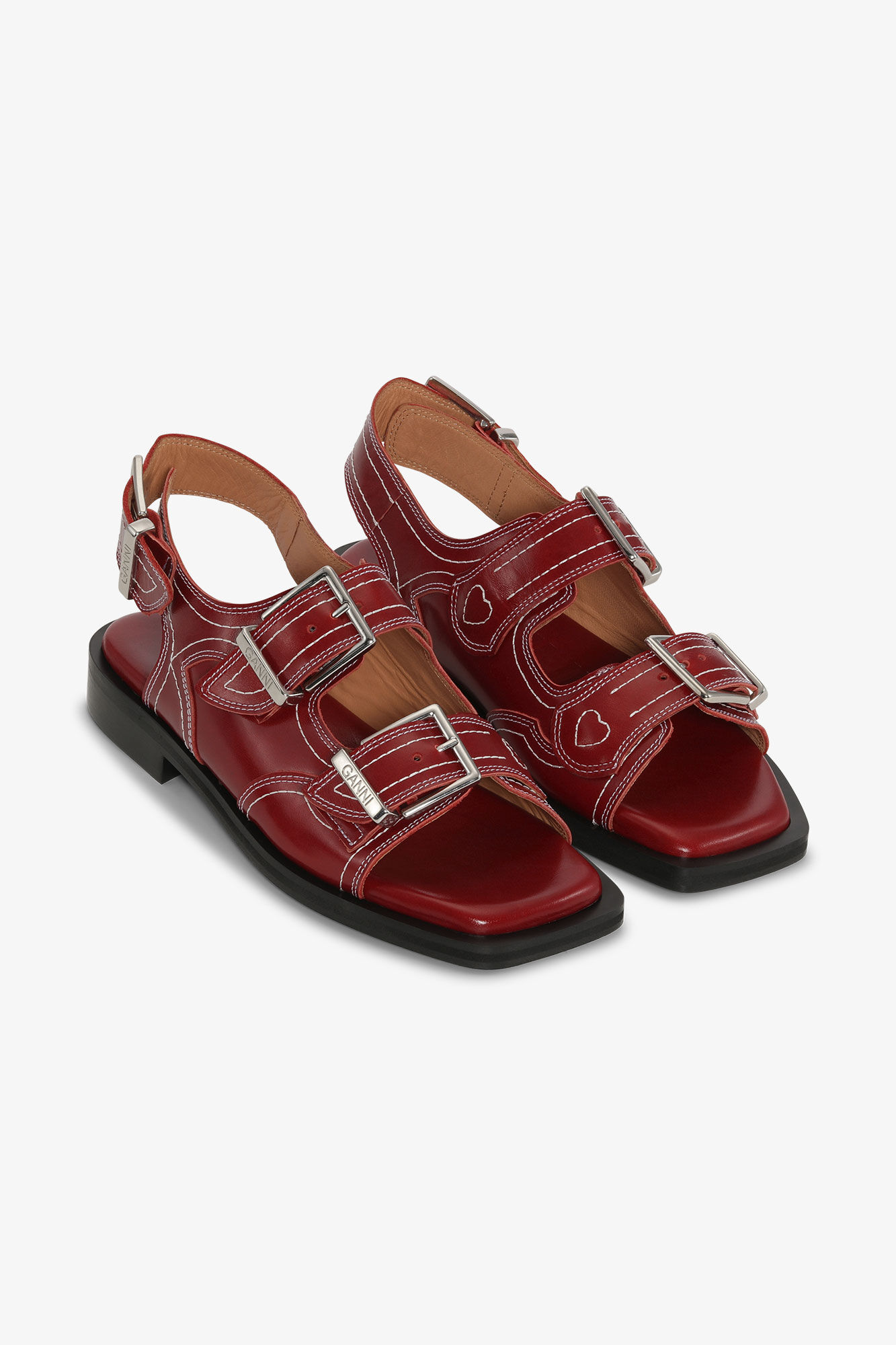 Barbados Cherry Embroidered Western Sandals GANNI US
