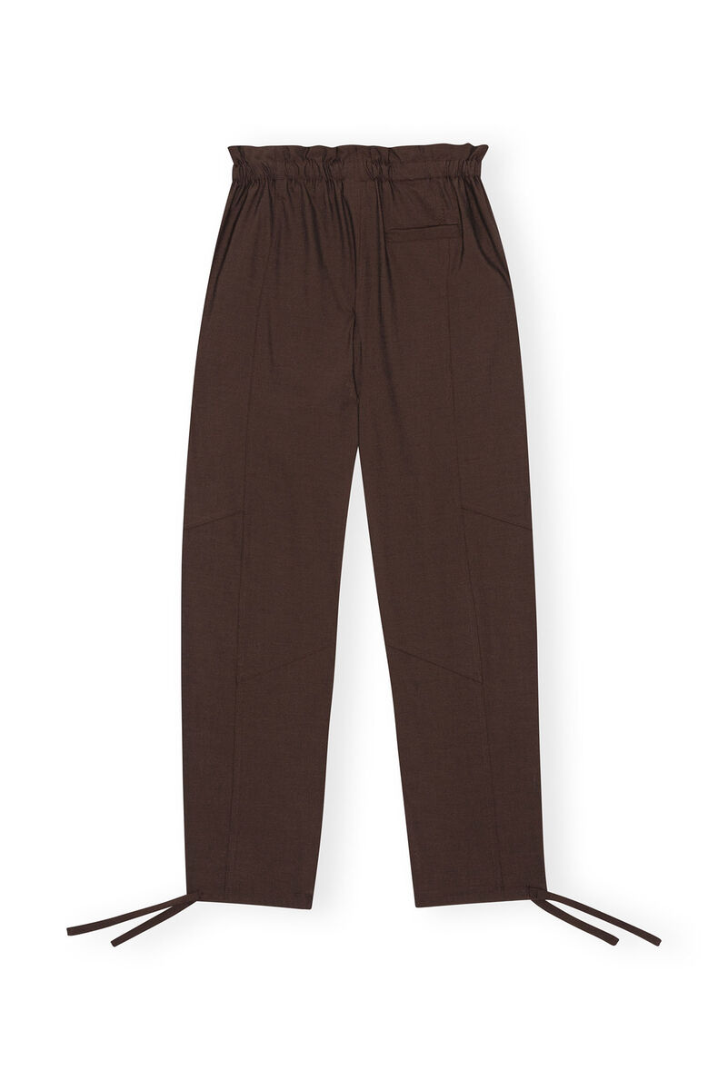 Pantalon Brown Drapey Melange Elasticated Waist, Elastane, in colour Mole - 2 - GANNI