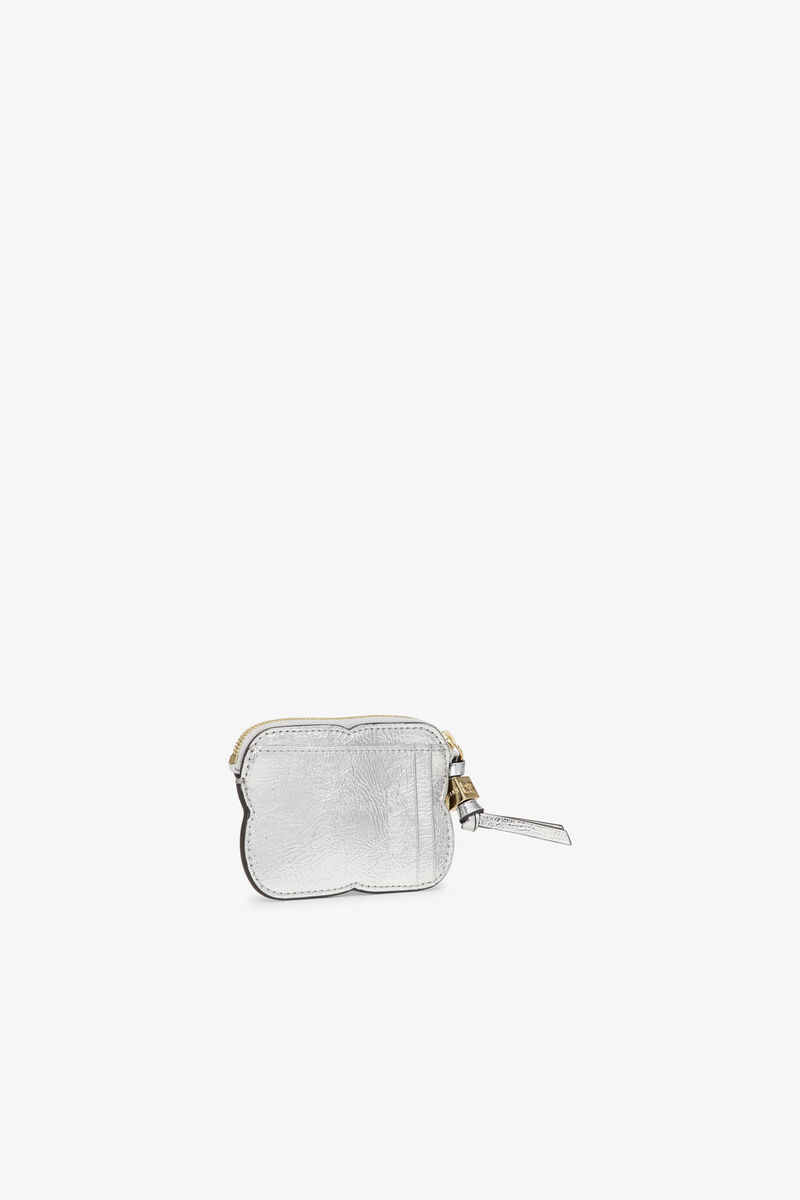 Silver Metallic GANNI Bou Zipped Wallet, Polyester, in colour Silver - 2 - GANNI