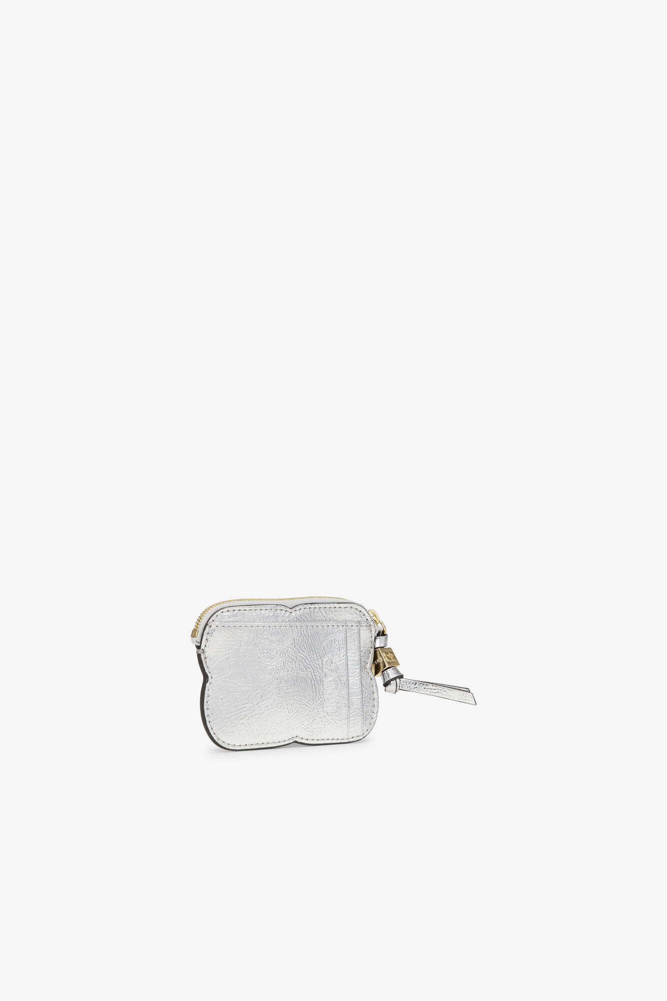 Silver Metallic GANNI Bou Zipped Wallet, Polyester, in colour Silver - 2 - GANNI