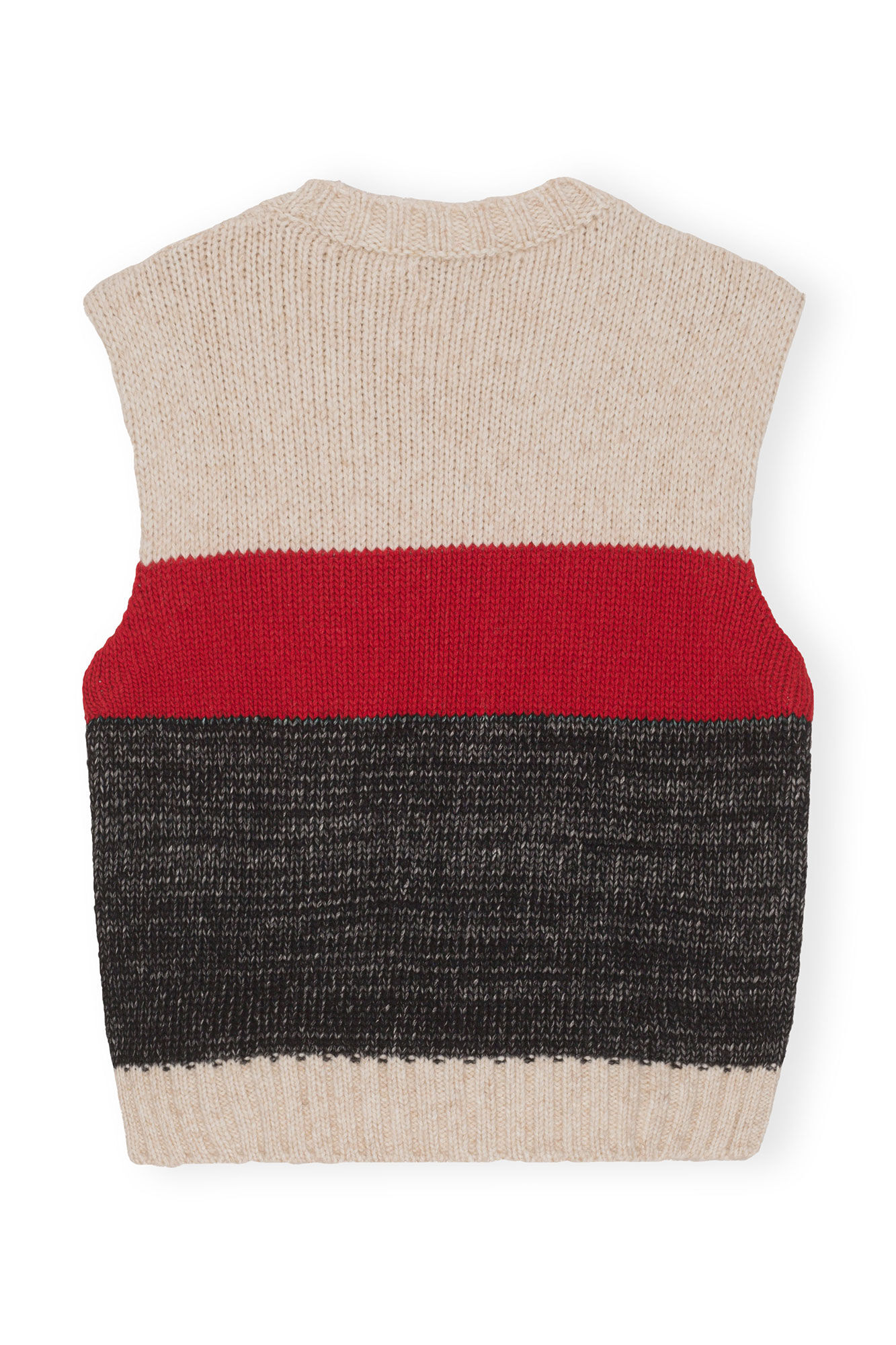 Chunky Cable Vest, Acryl, in colour Black Melange - 2 - GANNI