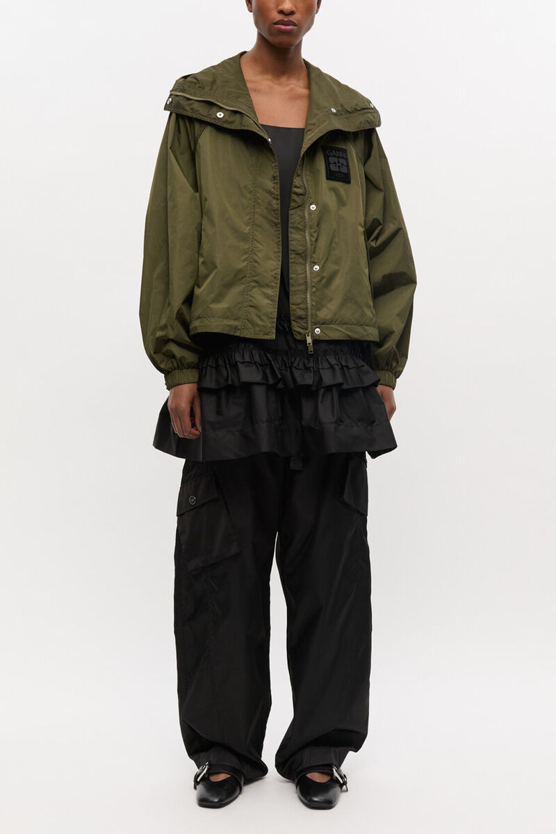 Green Nylon Jacket, Recycled Nylon, in colour Kalamata - 2 - GANNI