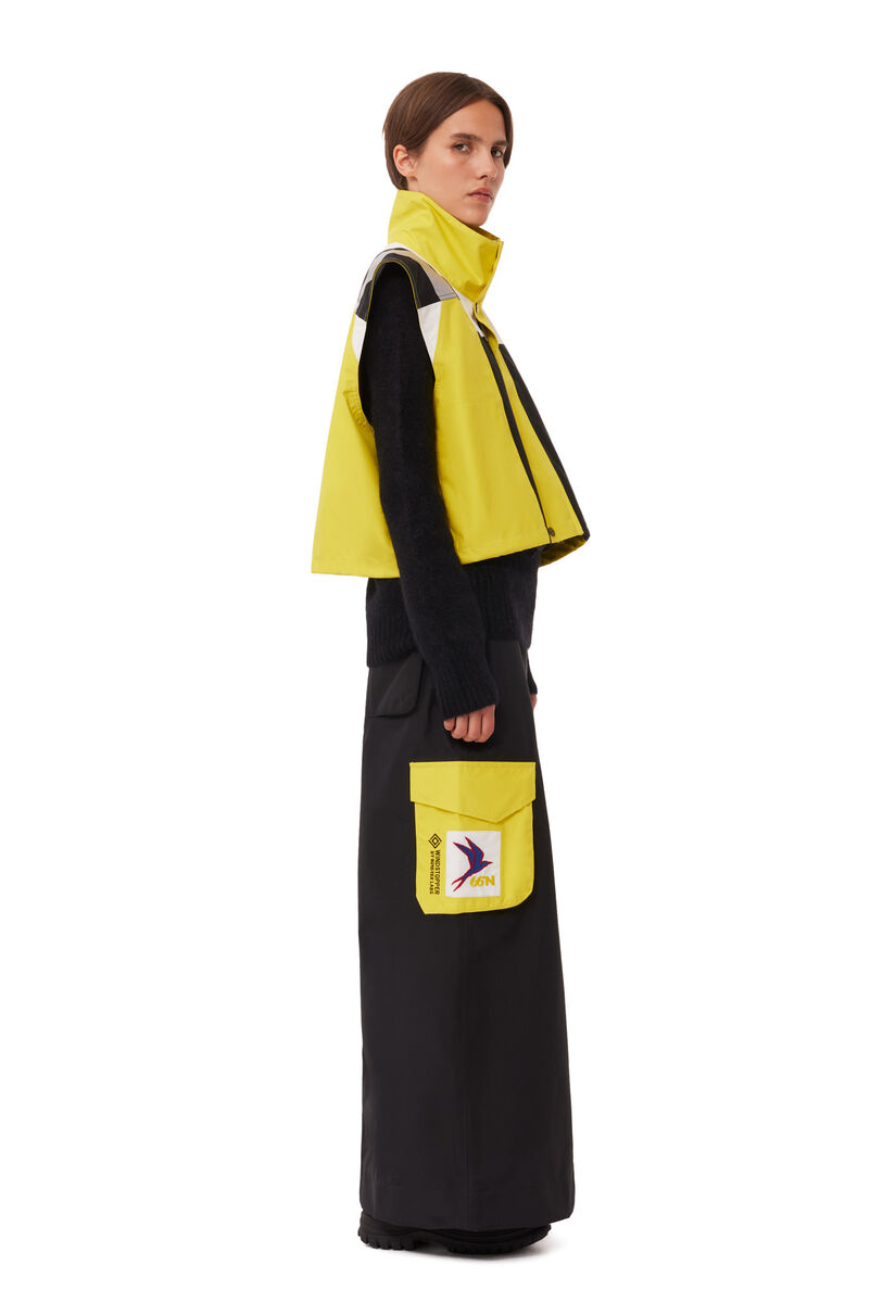 GANNI x 66°North Kria Cropped Vest, Recycled Polyester, in colour Blazing Yellow - 4 - GANNI