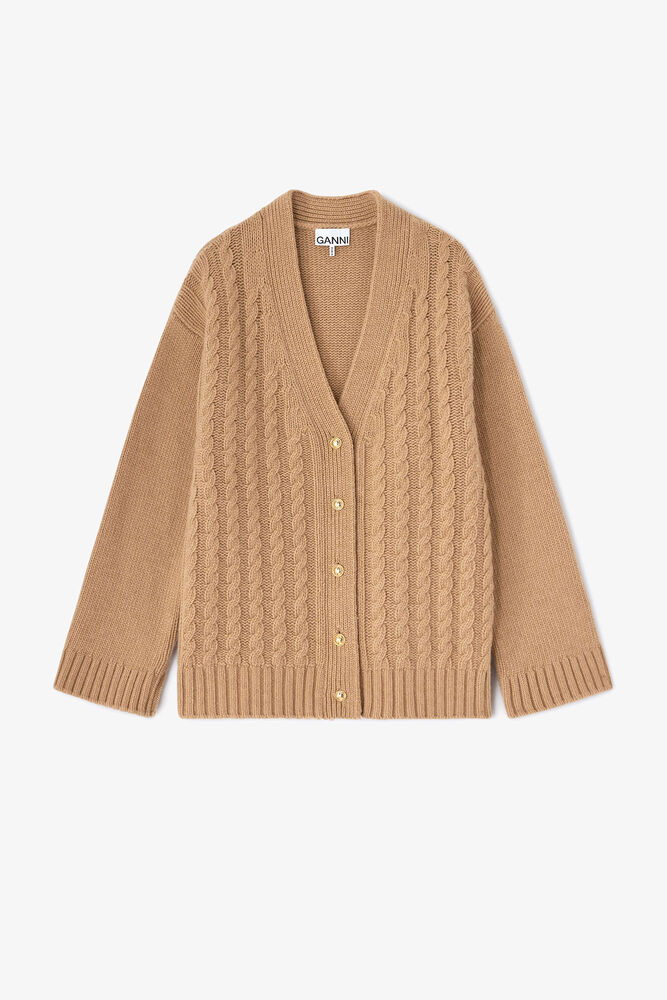 Cardigan in Cable Wool, Incense