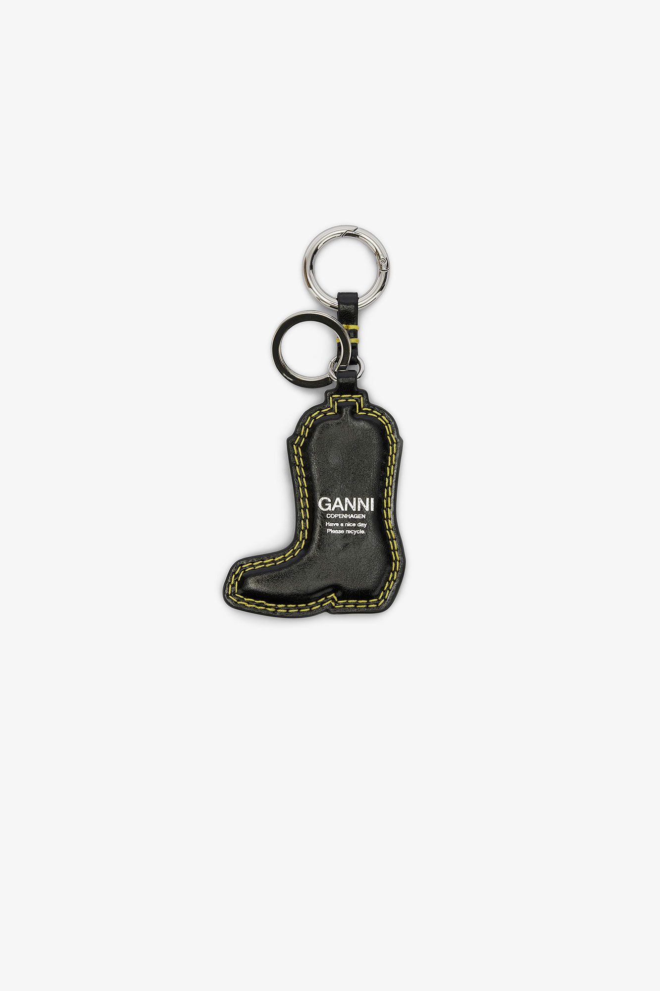 Western Boot Keyring in Black, in colour Blazing Yellow - 2 - GANNI