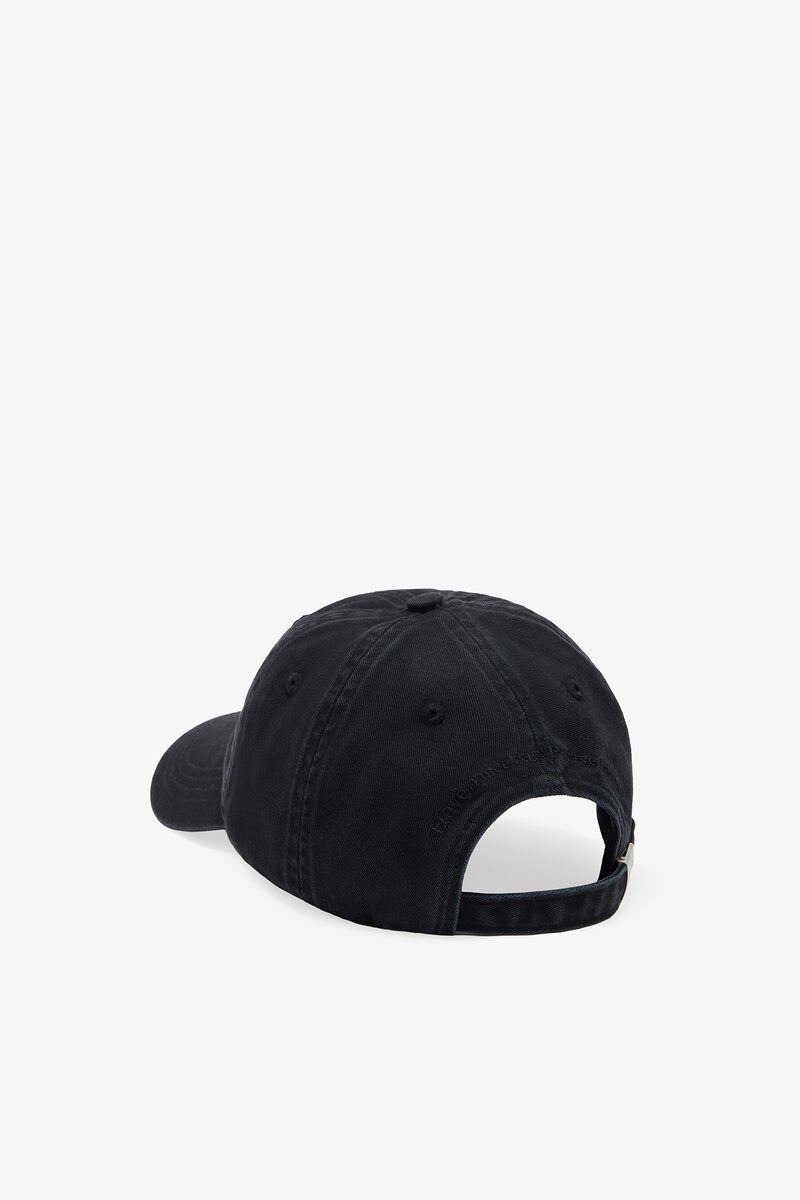 Black Puppy Canvas Cap, Organic Cotton, in colour Washed Black/Black - 2 - GANNI