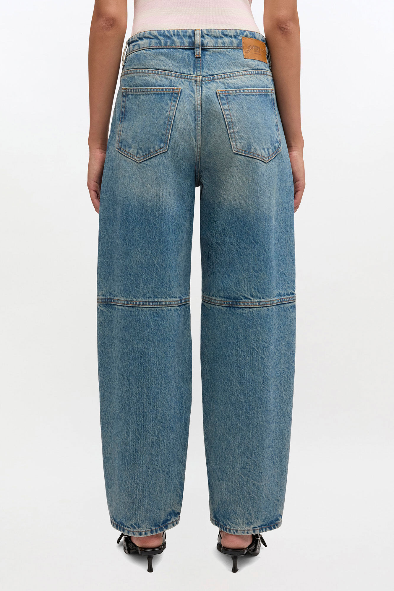 Fargede, stive Stary-jeans, Organic Cotton, in colour Mid Blue Vintage - 3 - GANNI