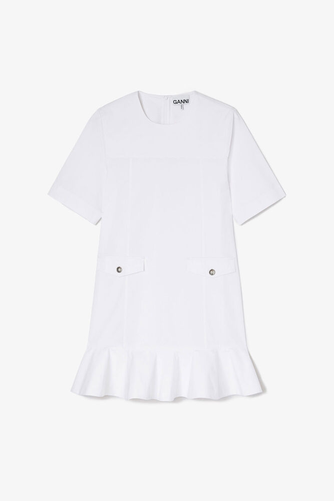 Stretch Cotton Mini Dress, Bright White