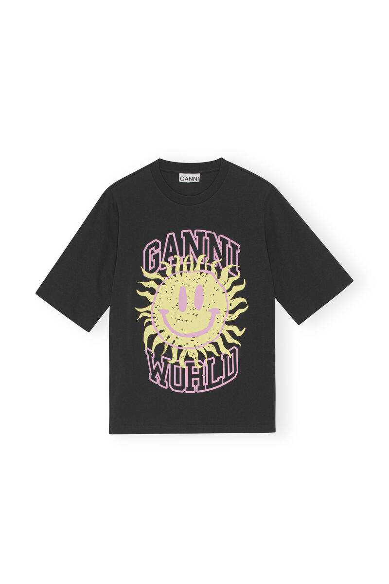 Smiley T-shirt, Cotton, in colour Phantom - 1 - GANNI
