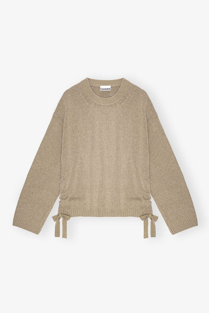 Brown Future Wool Mix Oversized Jumper, Recycled Wool, in colour Dusty Olive - 1 - GANNI