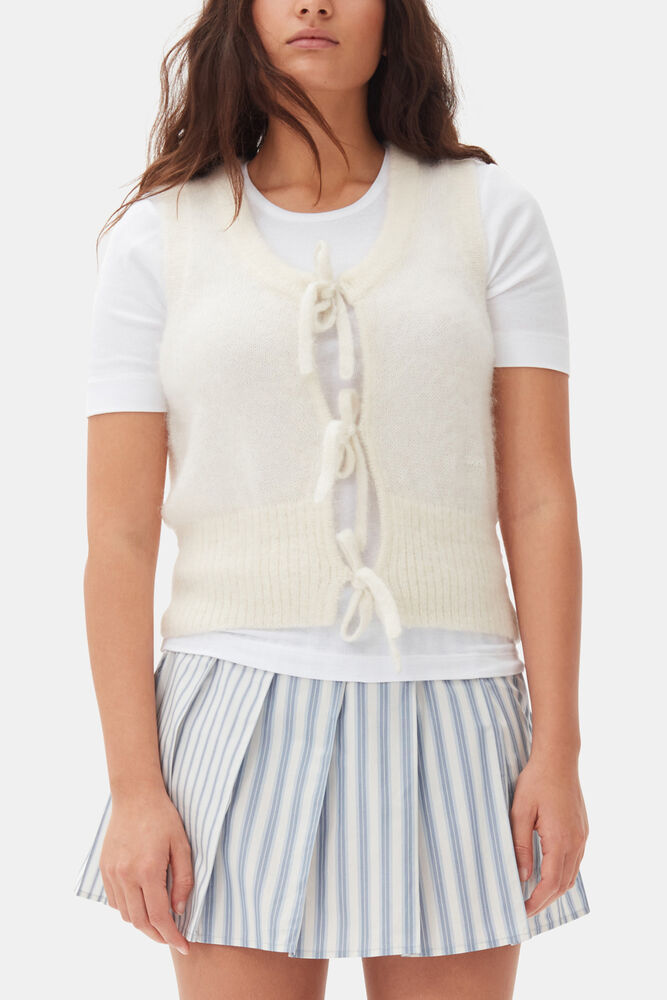 Ivory Tie String Vest, Egret