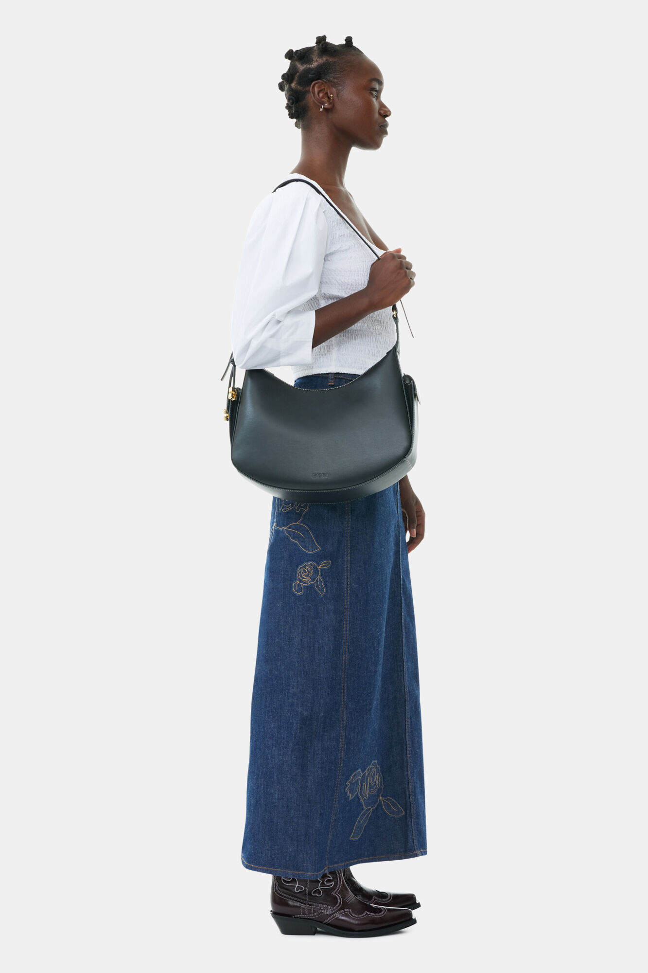 Black Large GANNI Swing Shoulder Bag | GANNI FI