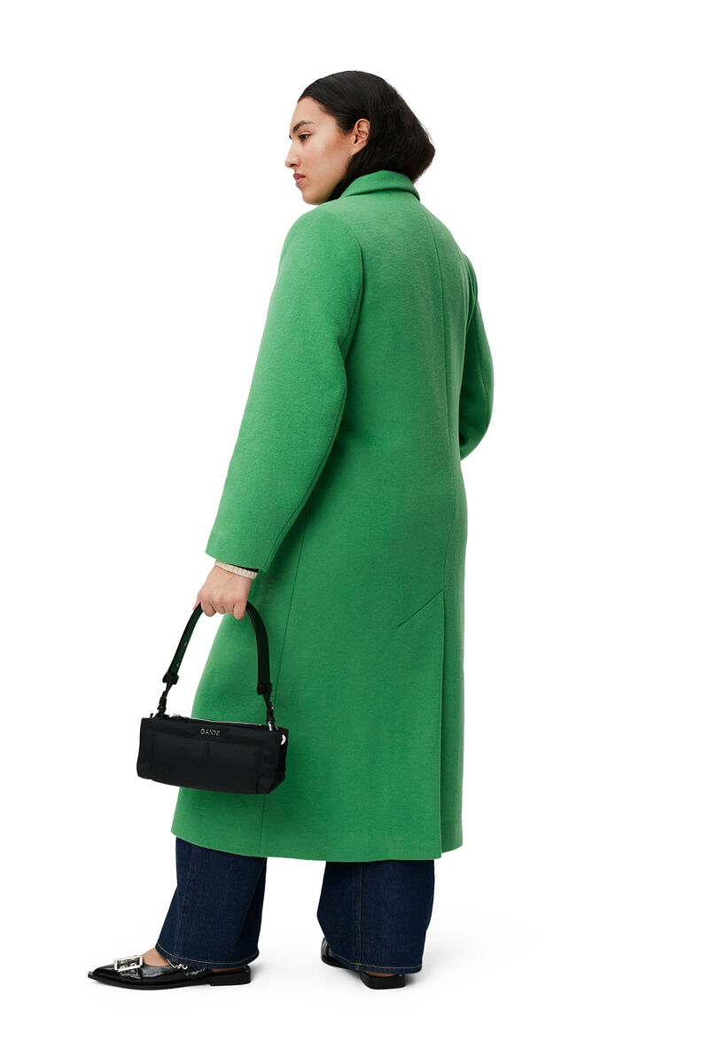 Wool Coat, in colour Kelly Green - 2 - GANNI
