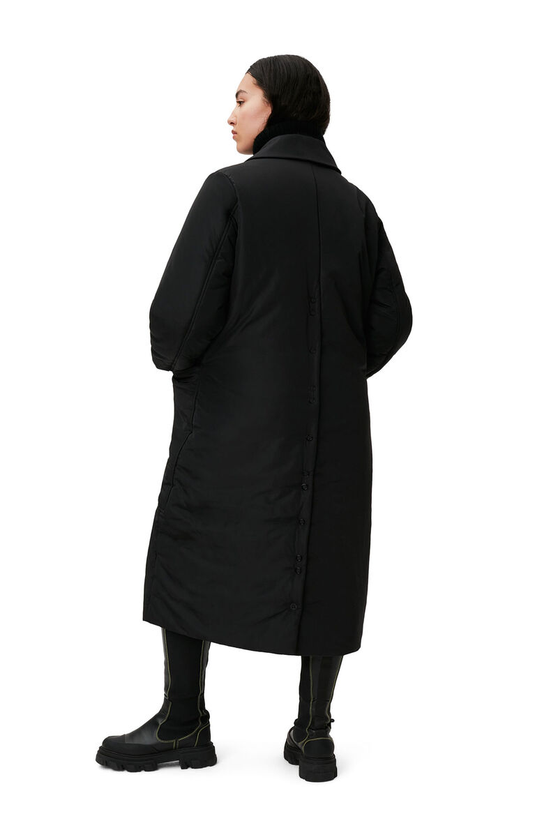 Light Padded Coat, Recycled Polyester, in colour Black - 2 - GANNI