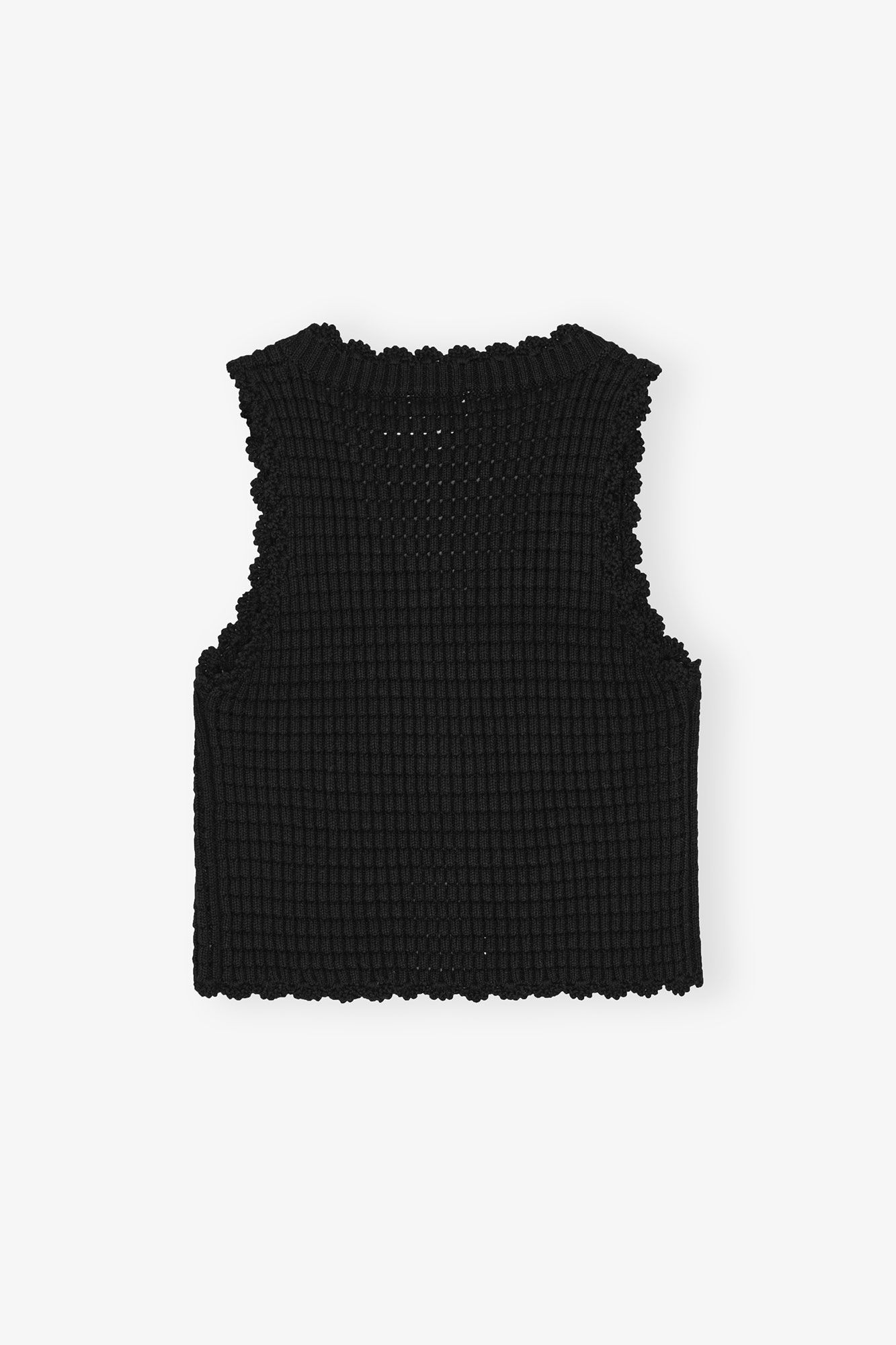 Black Textured Lace Knit Top, Cashmere, in colour Black - 2 - GANNI