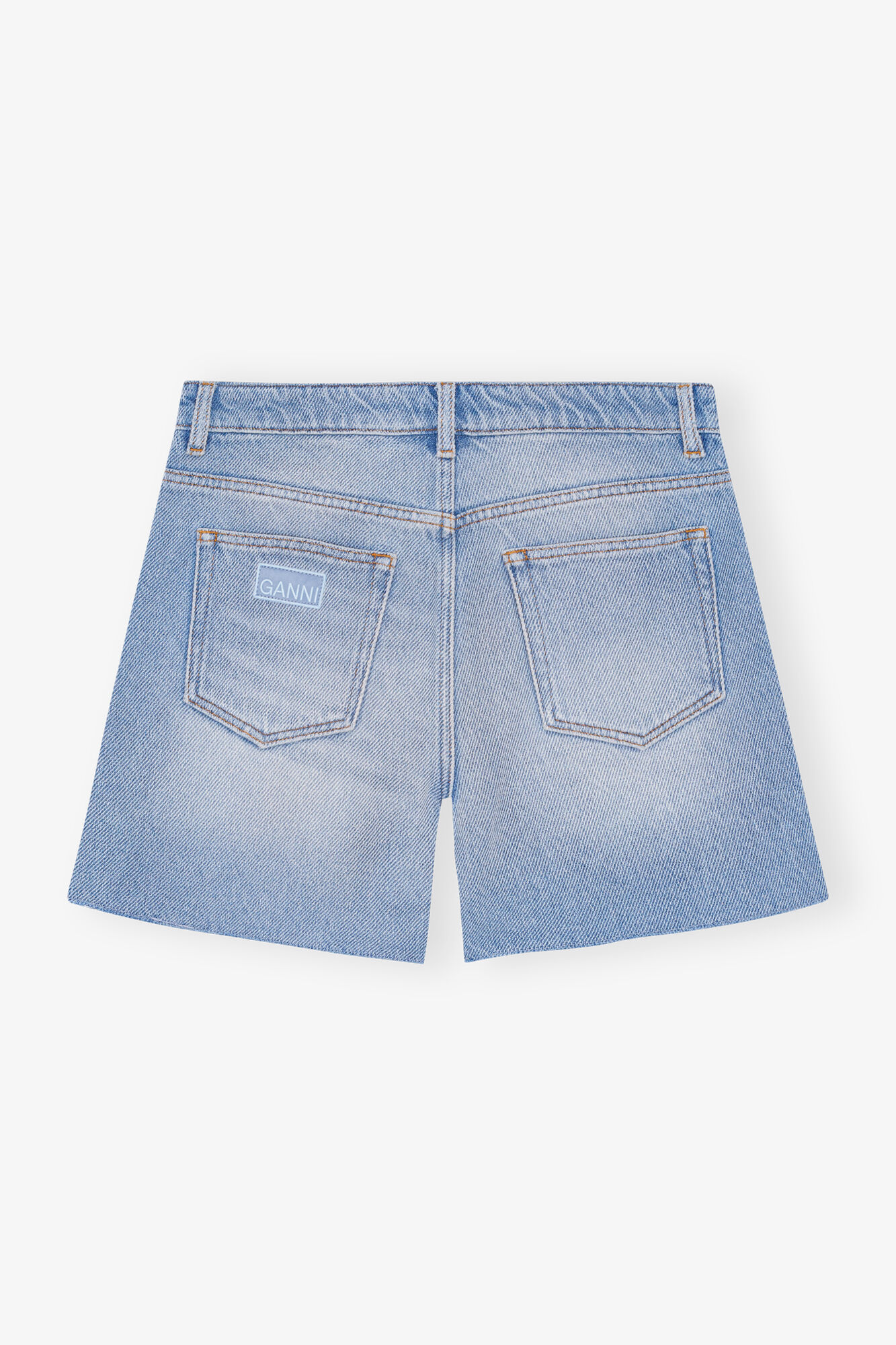 Blue Heavy Denim Shorts, Cotton, in colour Tint Wash - 2 - GANNI