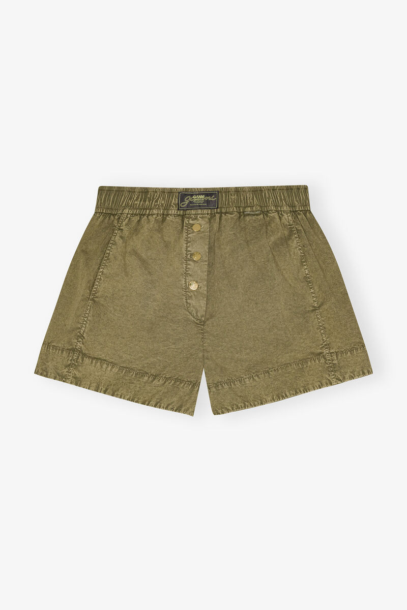 Grüne Shorts aus gewaschener Baumwolle, Elastane, in colour Boa - 1 - GANNI