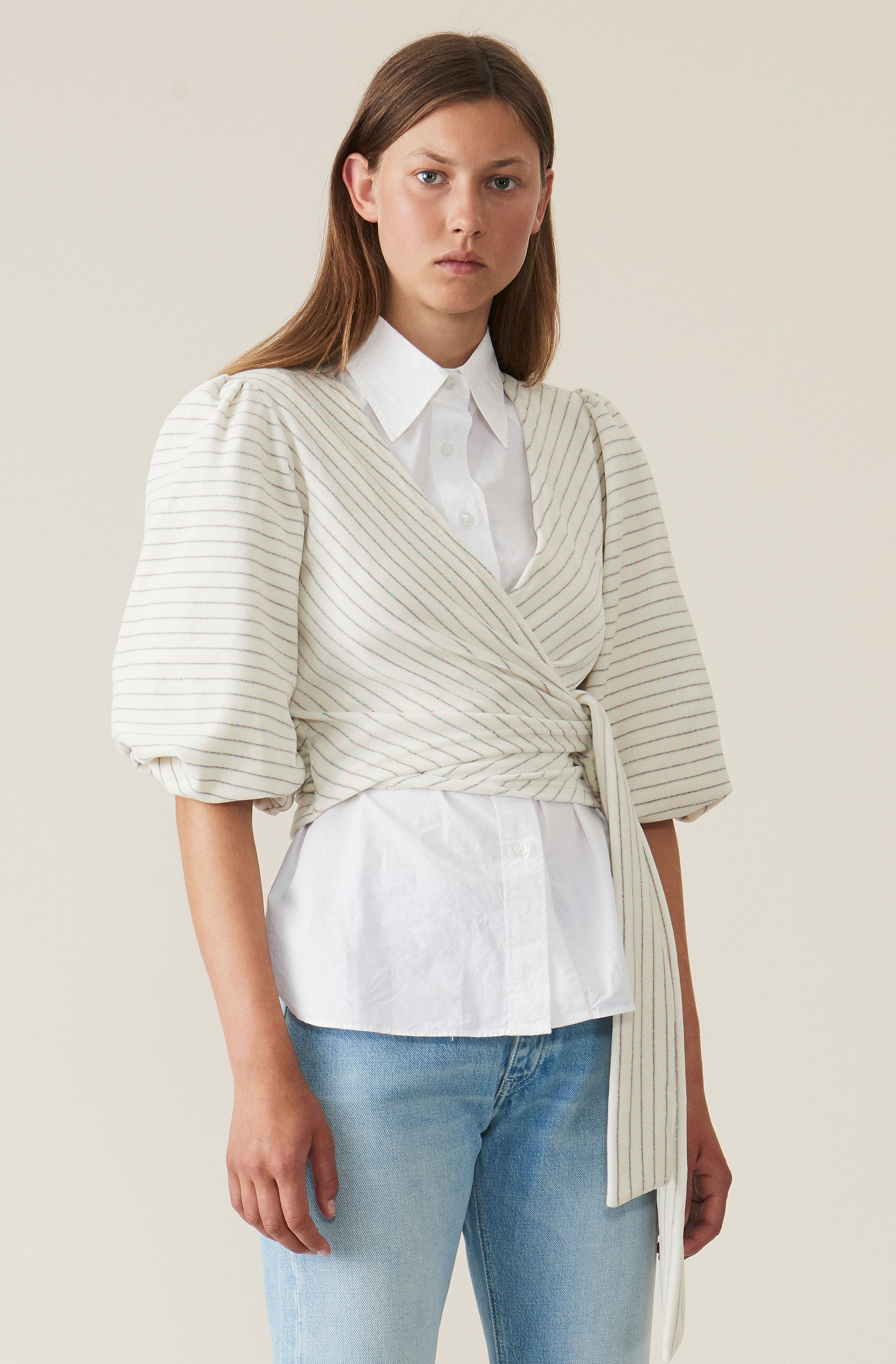 ganni wrap top