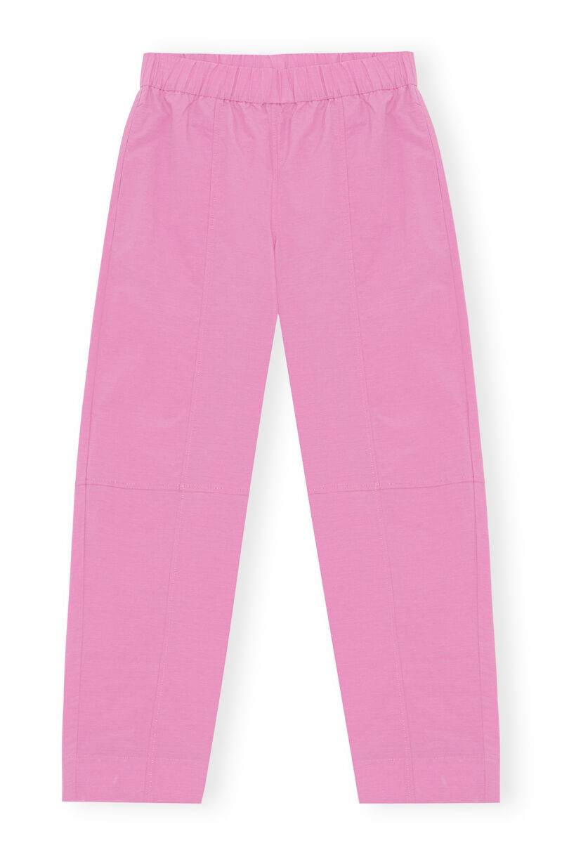 Elasticated Curve Pants, Cotton, in colour Cyclamen - 2 - GANNI
