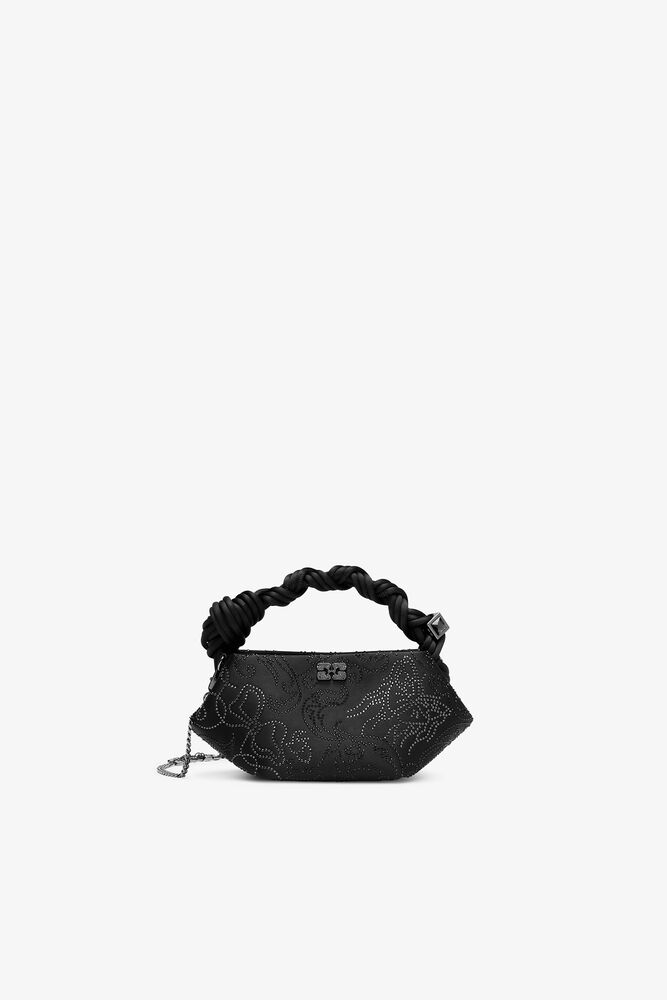 Black Rhinestone Mini Bou Bag, Black