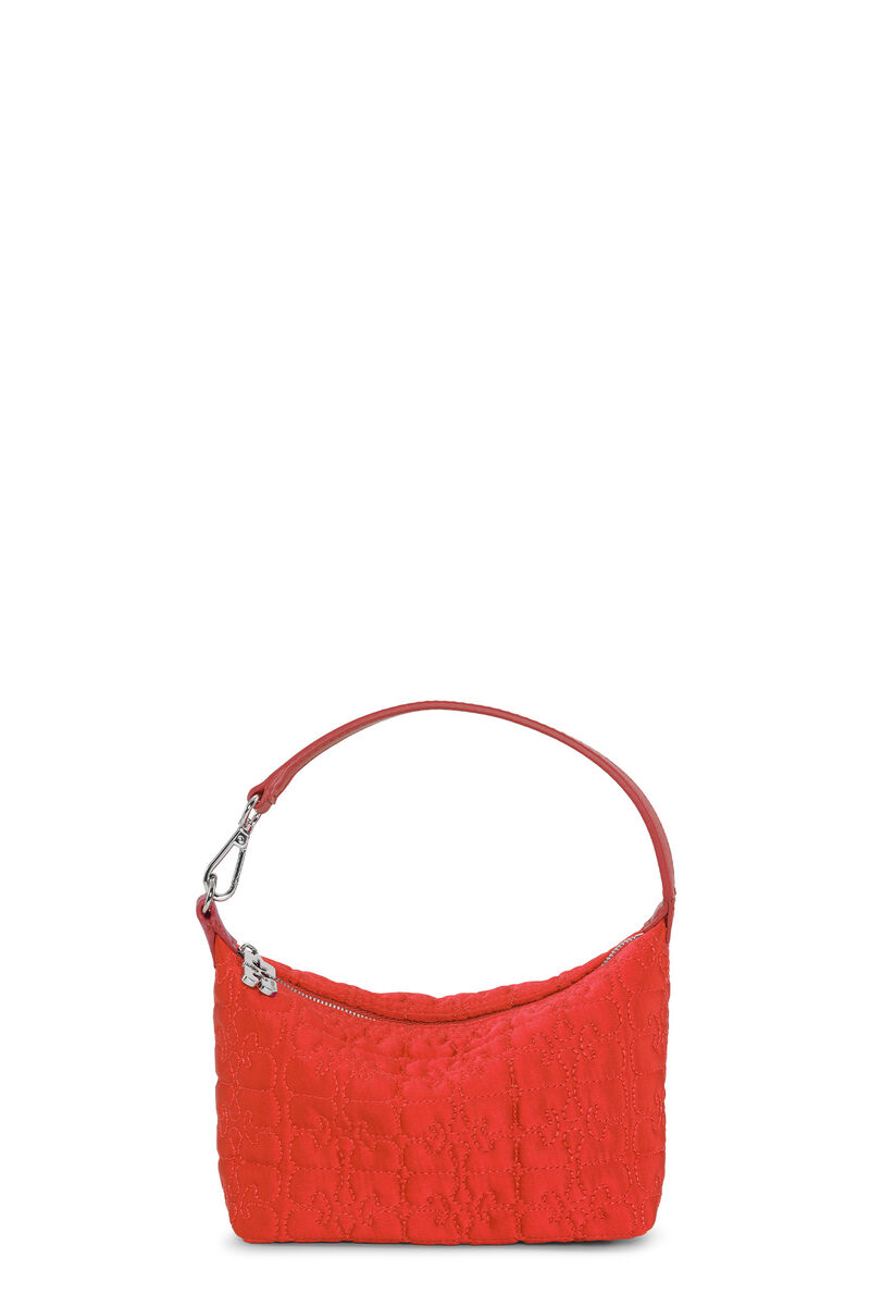 Red Small Butterfly Pouch Satin Bag, Recycled Polyester, in colour Fiery Red - 1 - GANNI