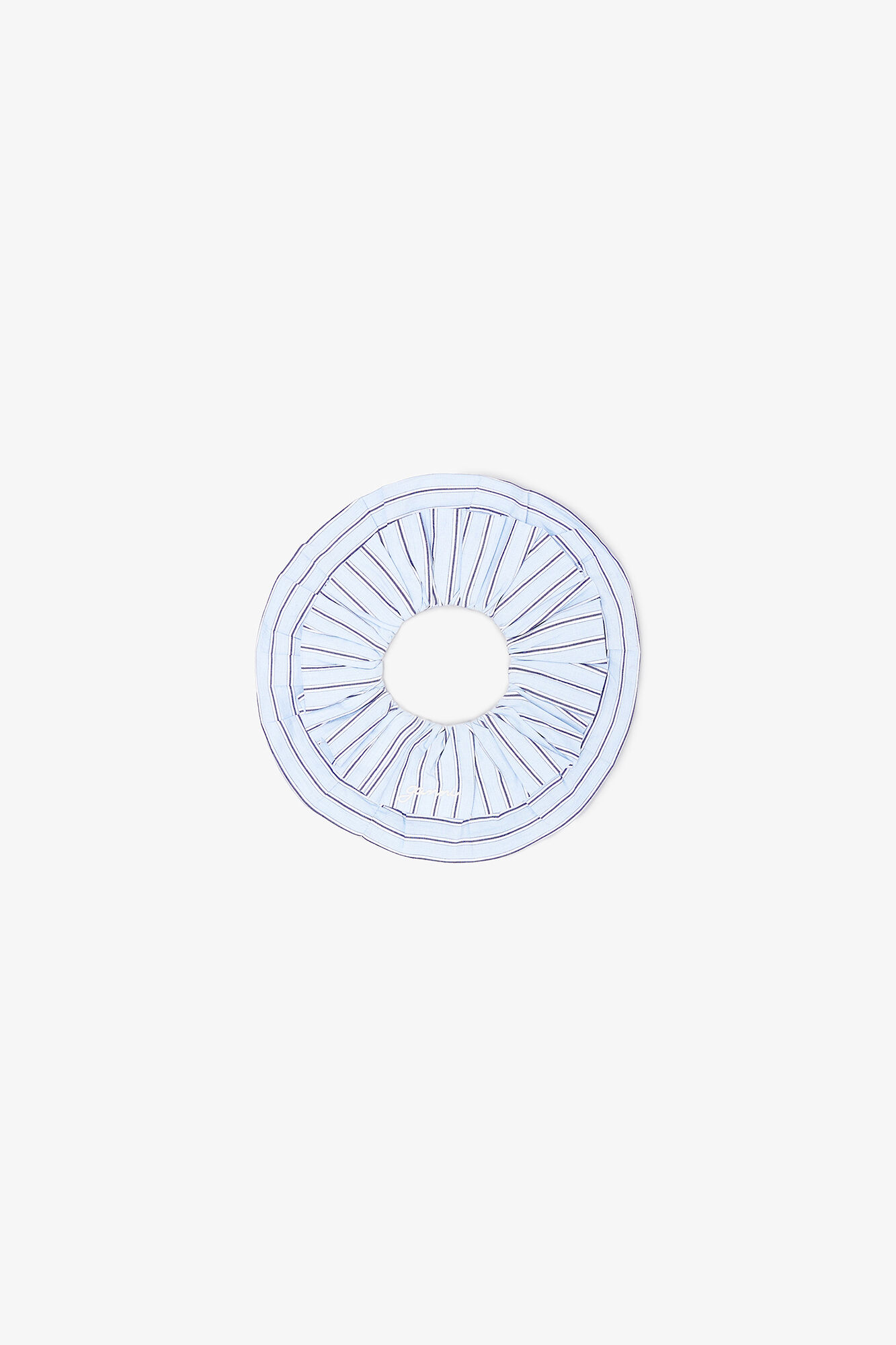 Blue Stripe Scrunchie, Organic Cotton, in colour Lavender Lustre - 1 - GANNI