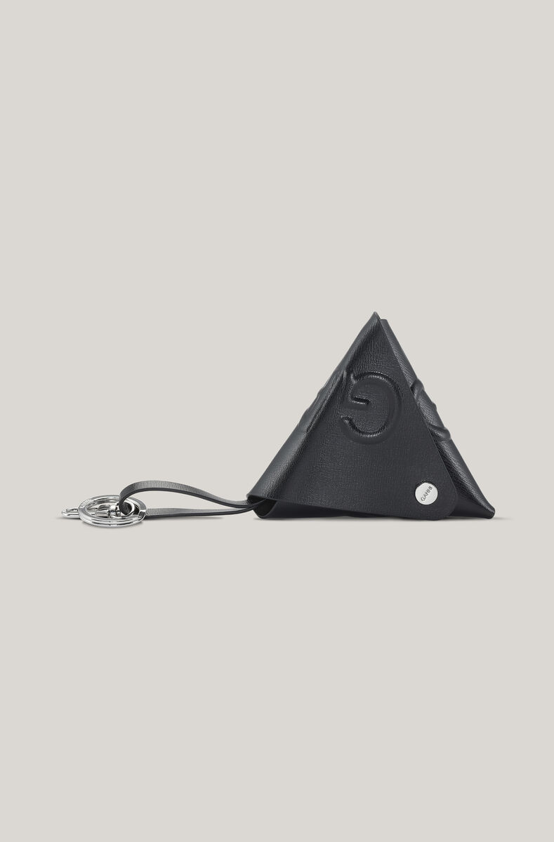 Triangle Coin-Purse, Leather, in colour Black - 1 - GANNI