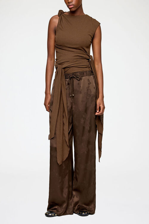 Trousers in Brown Satin, Demitasse