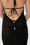 Knit Halter Midi Dress, Polyamide, in colour Black - 3 - GANNI