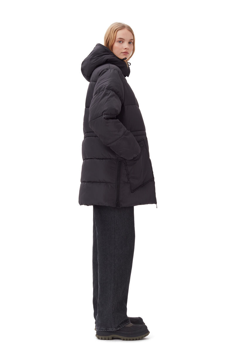 Tech-Puffer-Midi-Jacke mit Oversize-Passform, Recycled Polyester, in colour Phantom - 3 - GANNI