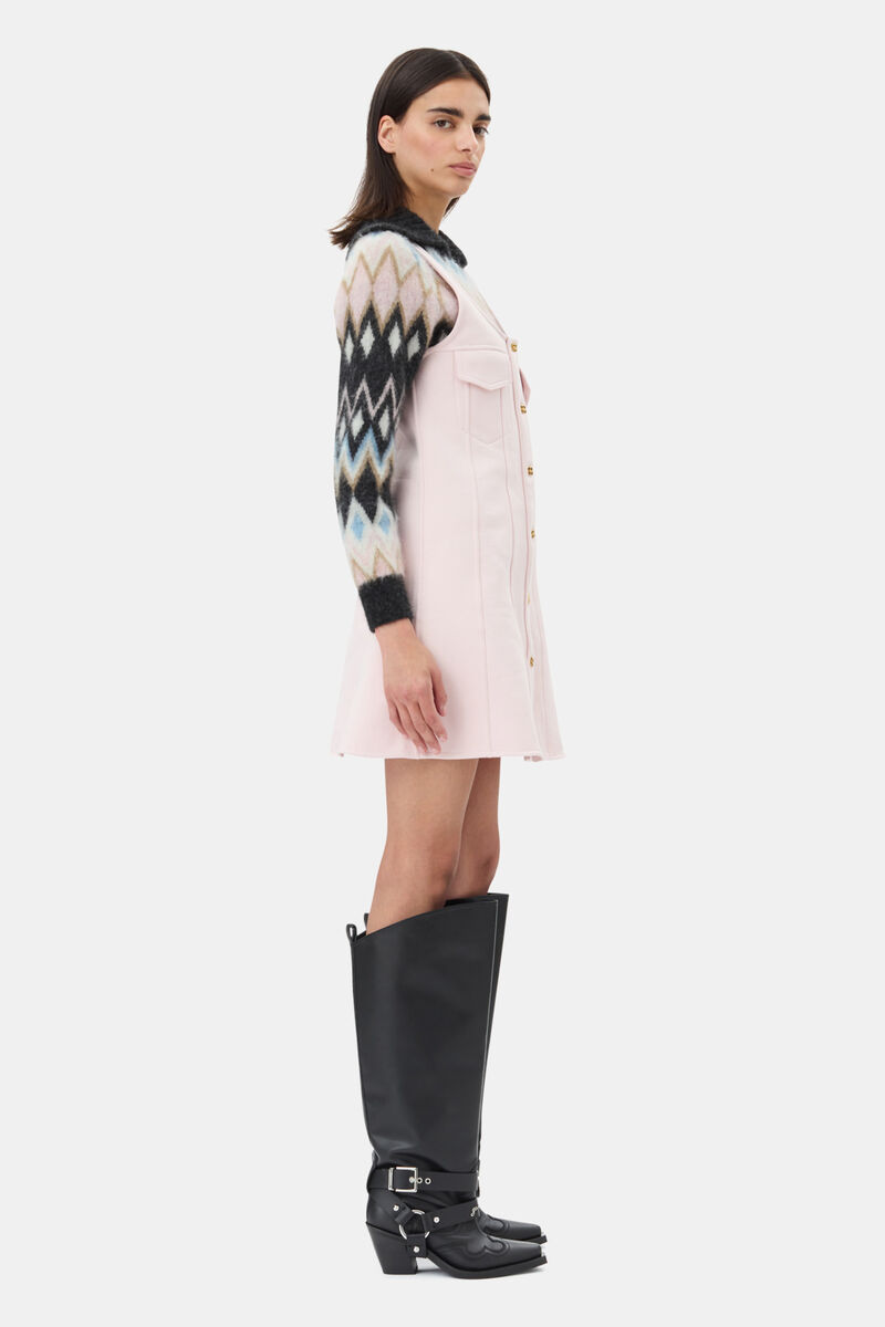 Pink Mini Dress, Cotton, in colour Chalk Pink - 3 - GANNI