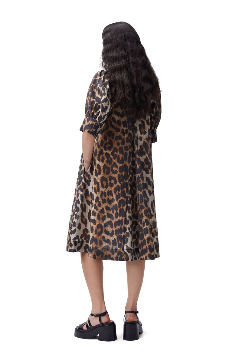 Leopard Midi Dress, Polyester, in colour Maxi Leopard - 2 - GANNI