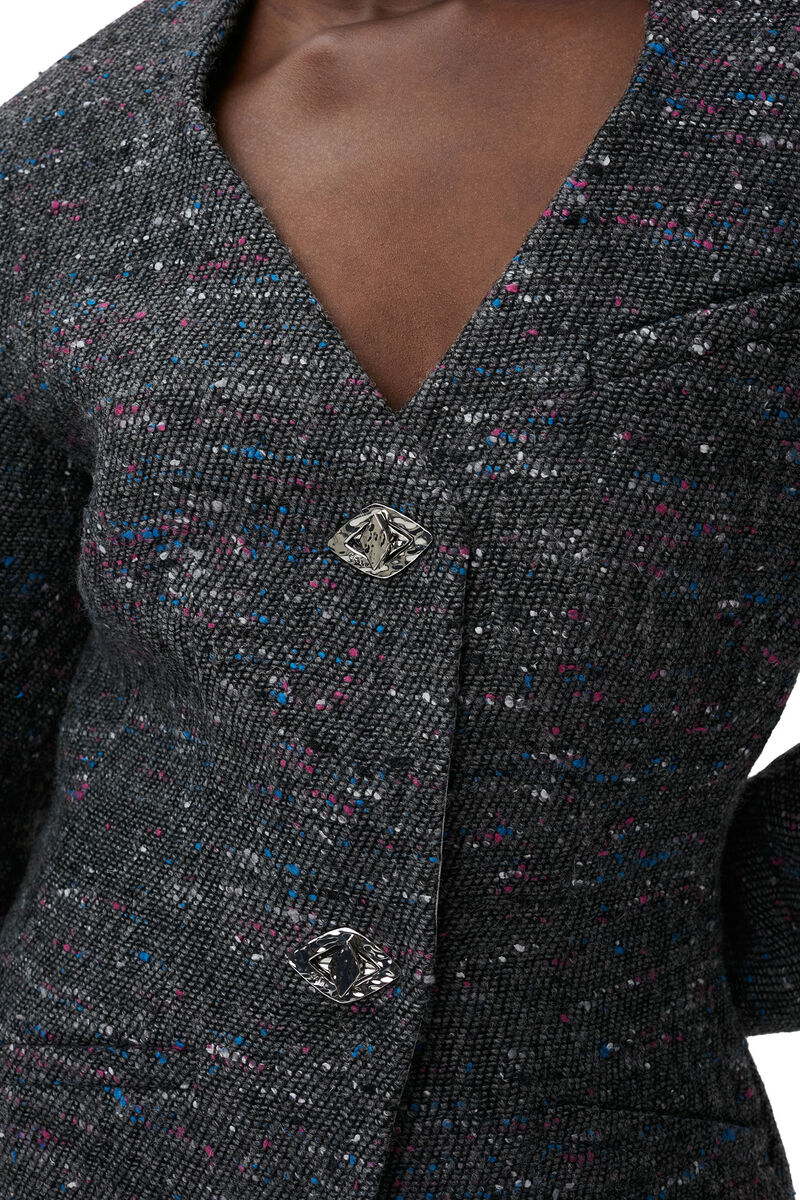 Enganliegender Blazer aus Wolle, in colour Phantom - 7 - GANNI