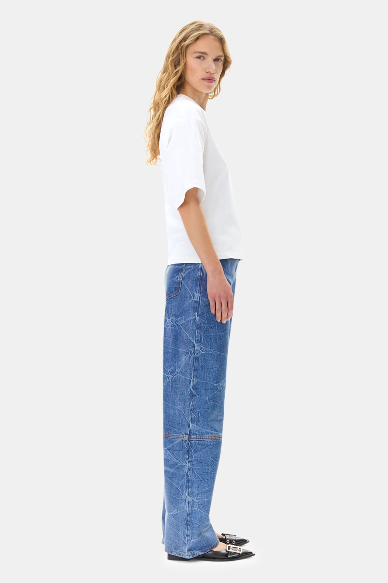 White Heavy Cotton T-shirt, Cotton, in colour Bright White - 3 - GANNI